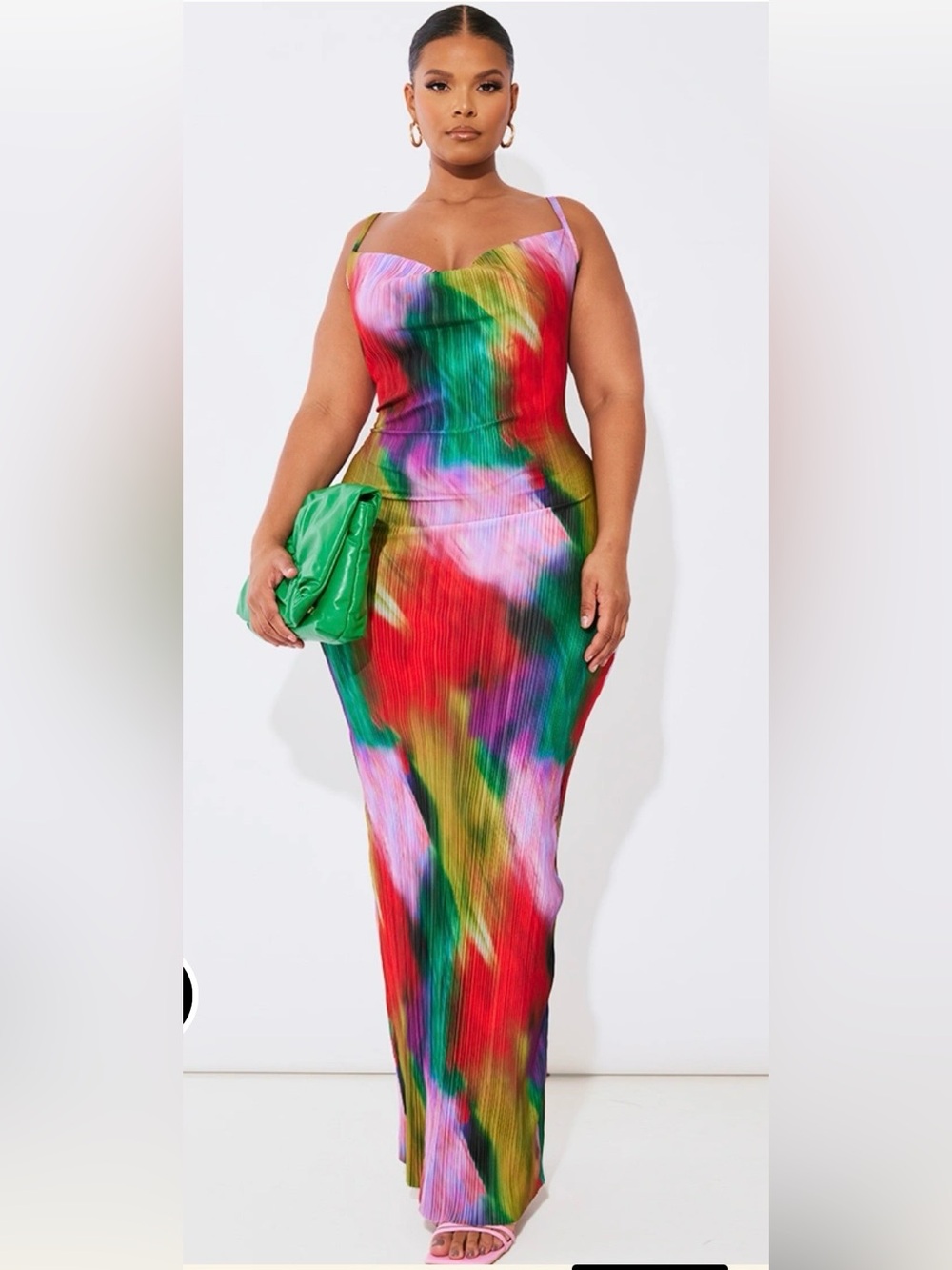 Pretty Little Thing NWT Women’s Size 22 Plisse Cowl Neck Maxi Dress